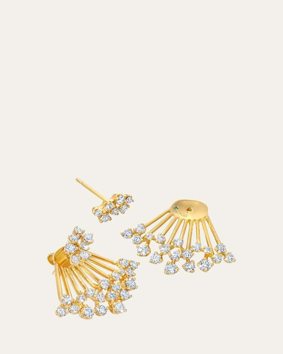 18K Yellow Gold Diamond Earrings and Jackets